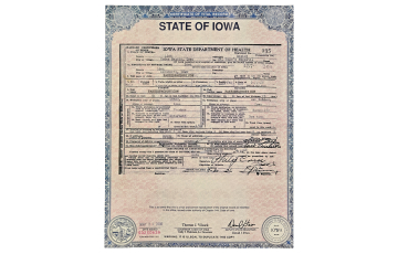 US IOWA Birth Certificate