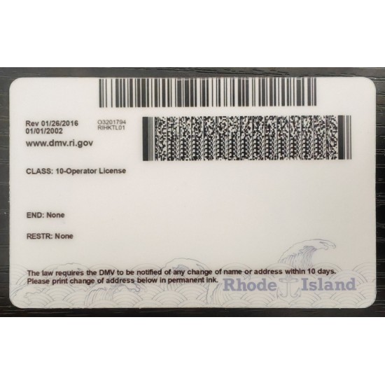 Rhode Island Fake ID has the same intricate details as the real card. fake rhode island id,fake identification card